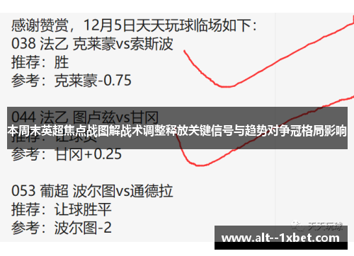 本周末英超焦点战图解战术调整释放关键信号与趋势对争冠格局影响 本周末英超焦点战图解战术调整释放关键信号与趋势对争冠格局影响